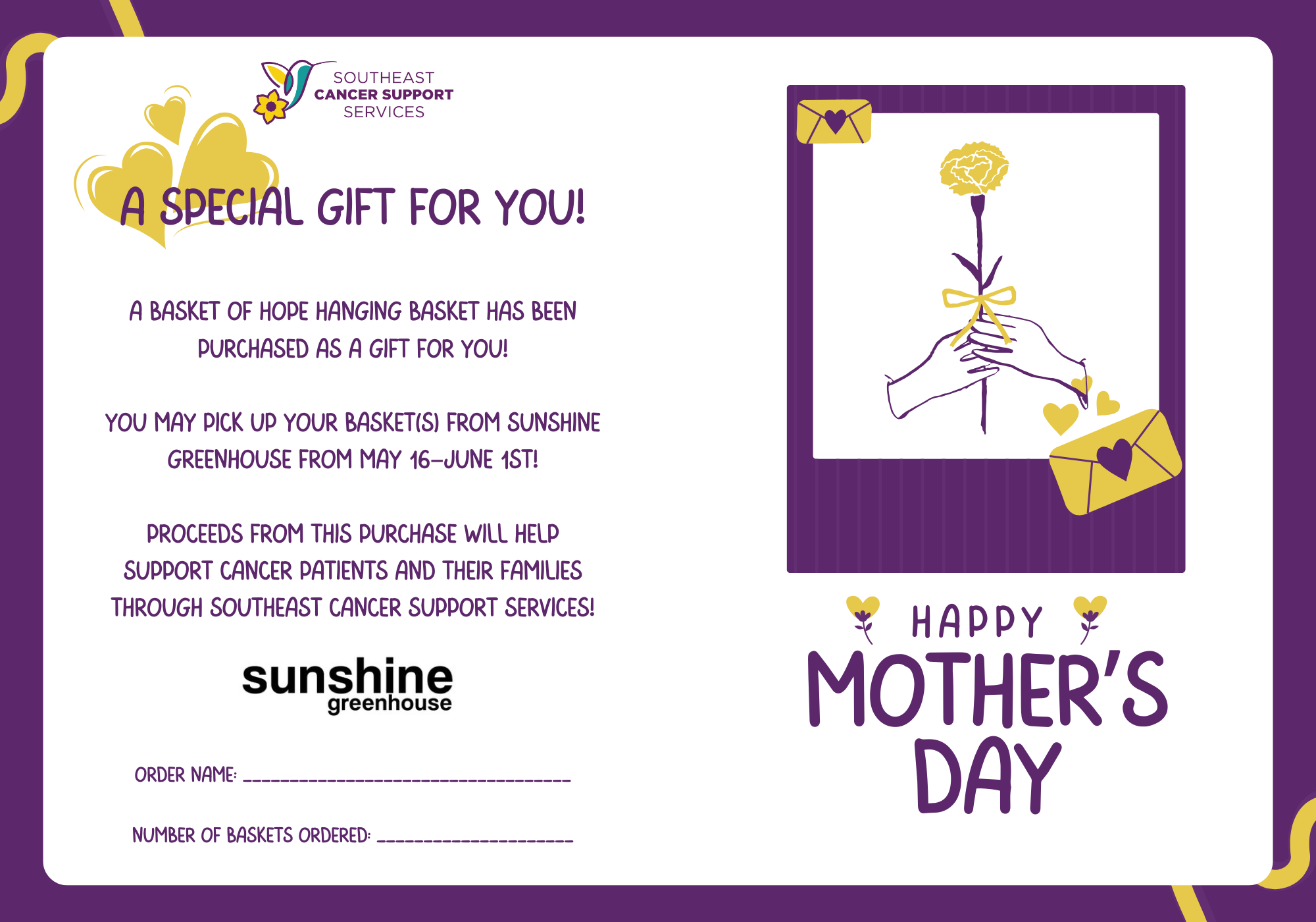 Purple and Yellow Illustrated Mother's Day Folded Card